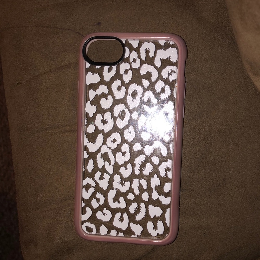 2/$15 Casetify iPhone 8 Clear Leopard w/ Pink Rim Case